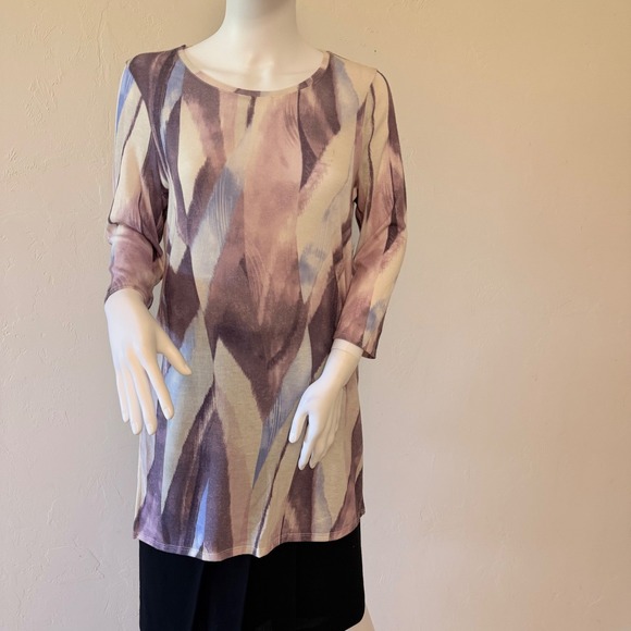Chico's Tops - NWT Chico's Women's Abstract Print Tunic Top Purple Blue 3/4 Sleeve Size 0